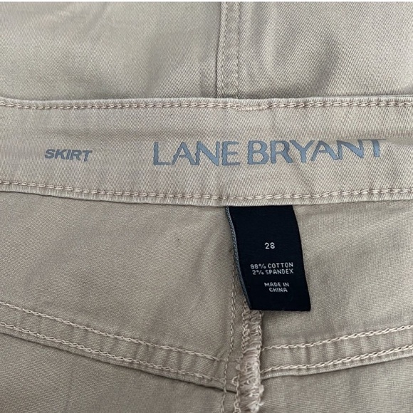 Lane Bryant Stretch Khaki Twill Tan Button Fly Skirt Plus Size 28 - Picture 5 of 8